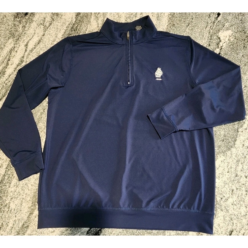 COUNTRY CLUB OF NEW BEDFORD CCNB 1/4 ZIP GOLF PULLOVER MENS MEDIUM BLUE LOGO EUC